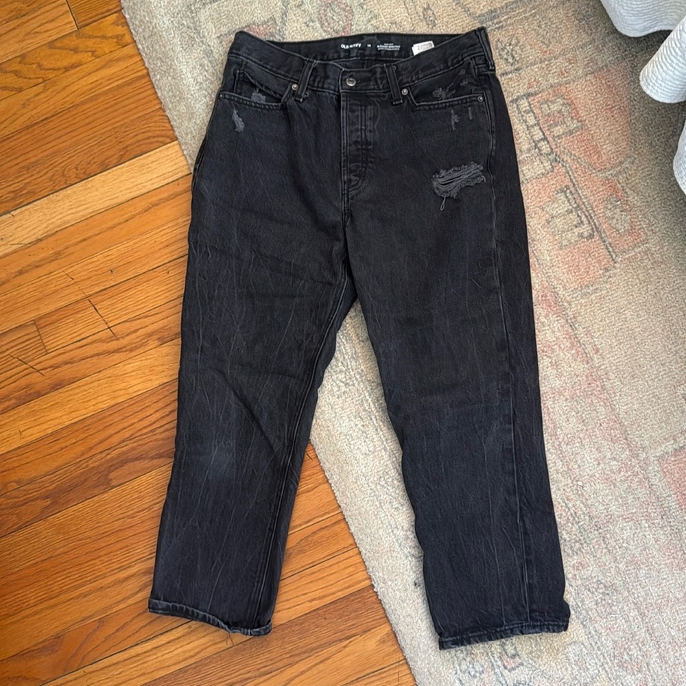 Old Navy Black Slouchy Straight Jeans